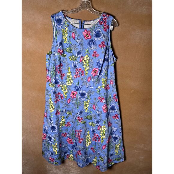 Talbots Woman Blue Floral charming whimsical Dress Size 18W - Picture 2 of 10